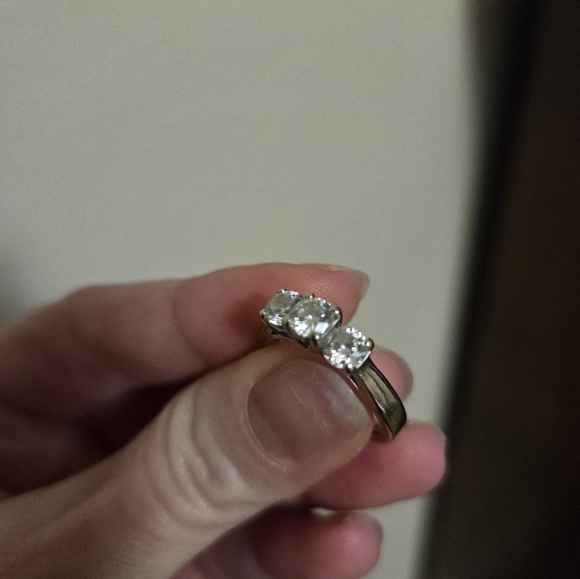 Helzberg Diamonds Silver Engagement Ring with Three Round Diamonds - Picture 7 of 9